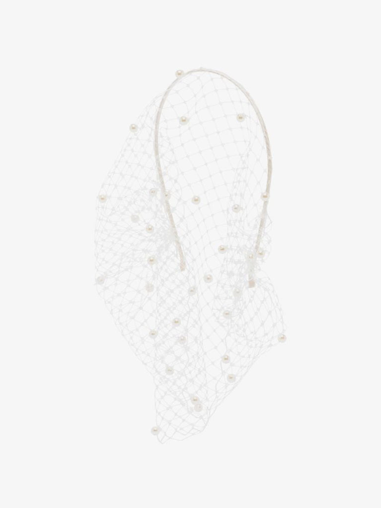 Neutral Voilette Pearl Veil Headband