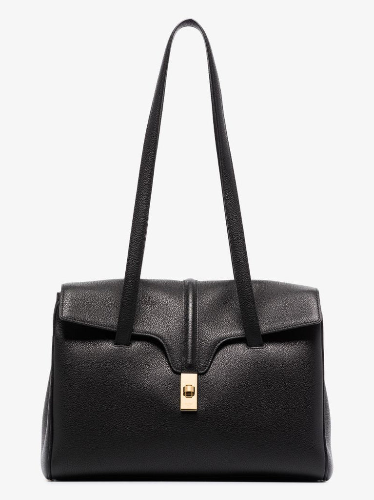 Black Medium Leather Tote Bag