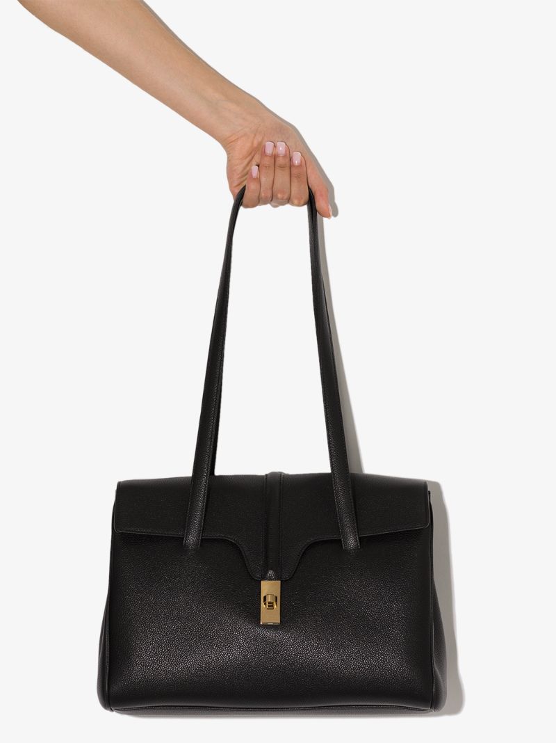 Black Medium Leather Tote Bag