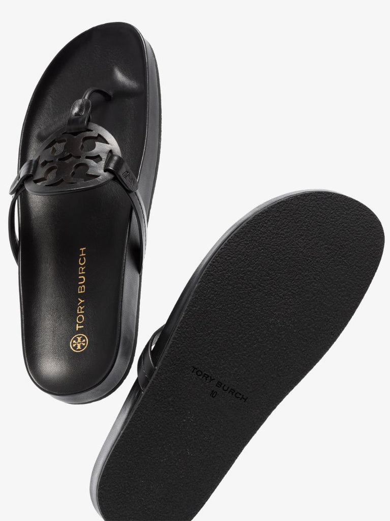 Black Miller Cloud Leather Sandals