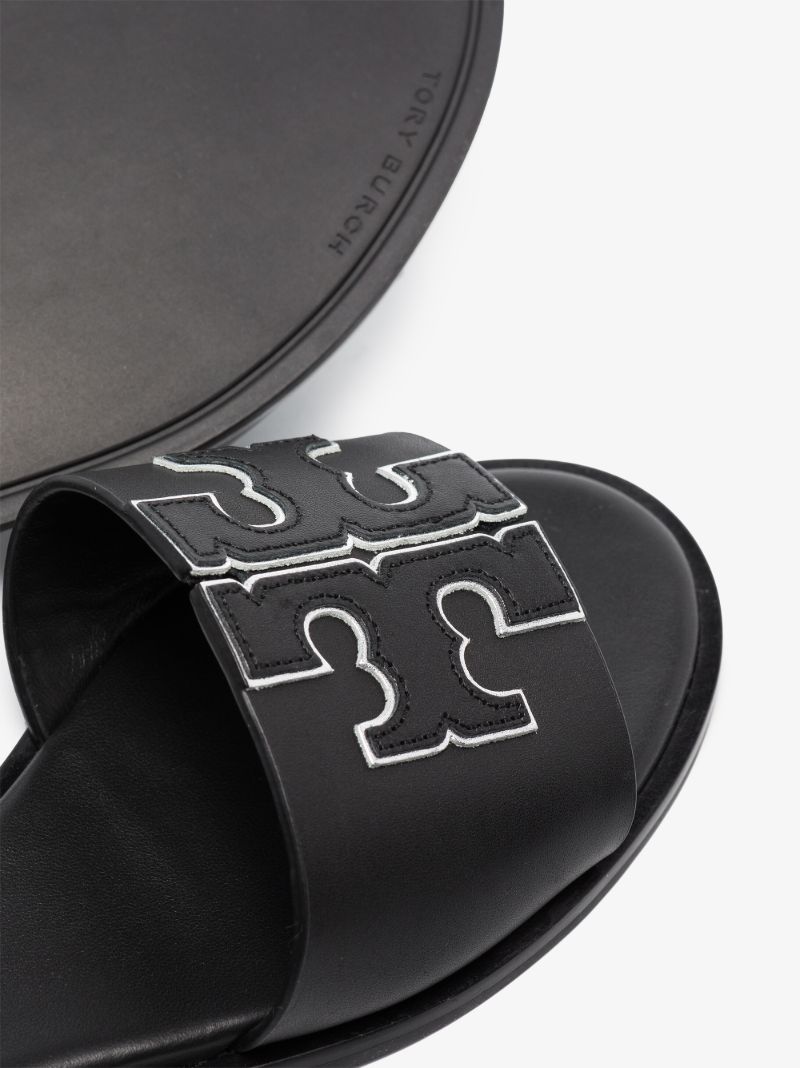 Black Double T Leather Sandals