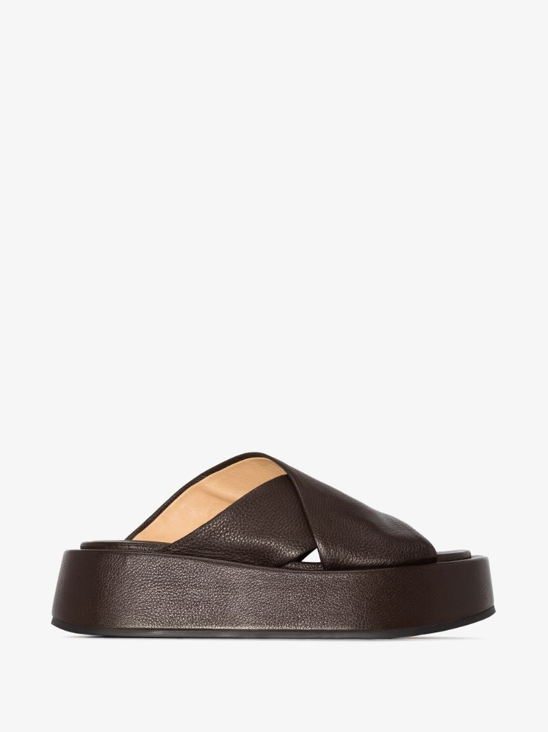 Dark Brown 50 Flatform Leather Sandals
