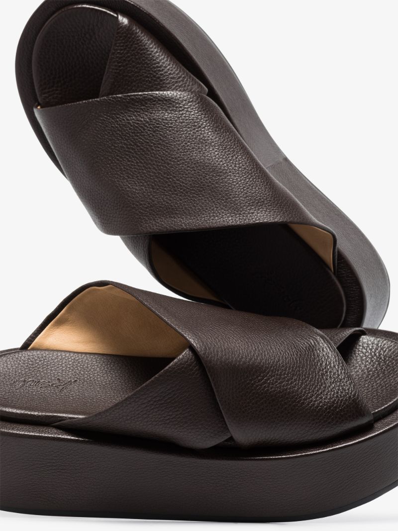 Dark Brown 50 Flatform Leather Sandals