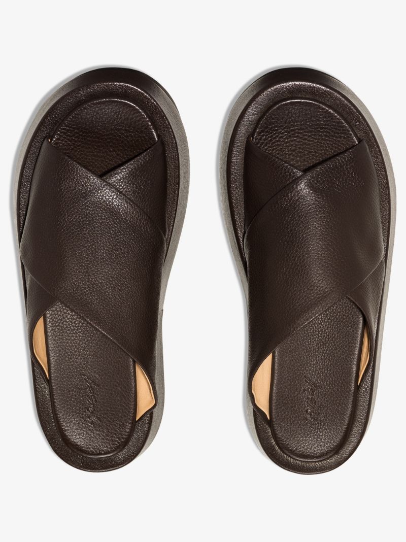 Dark Brown 50 Flatform Leather Sandals