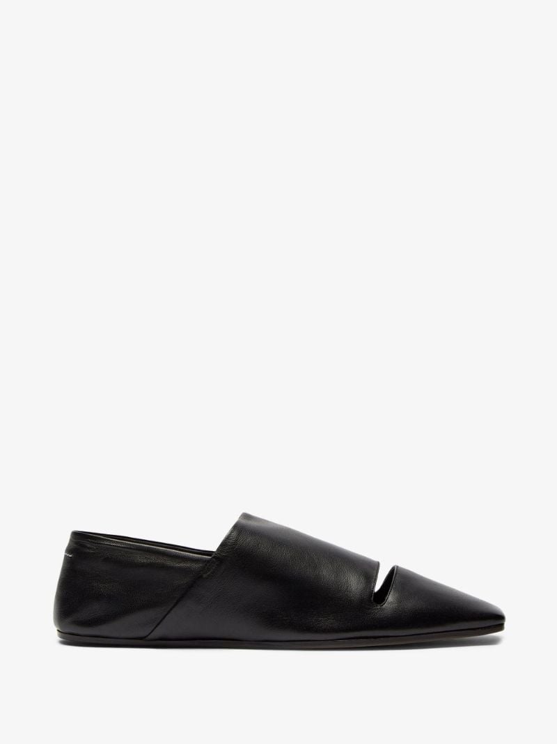 Black Double Function Cutout Leather Pumps