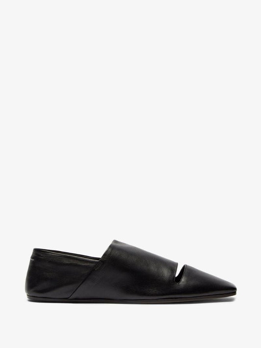 Black Double Function Cutout Leather Pumps