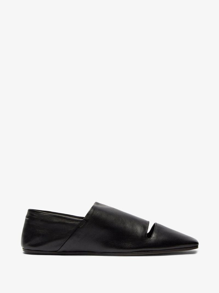 Black Double Function Cutout Leather Pumps