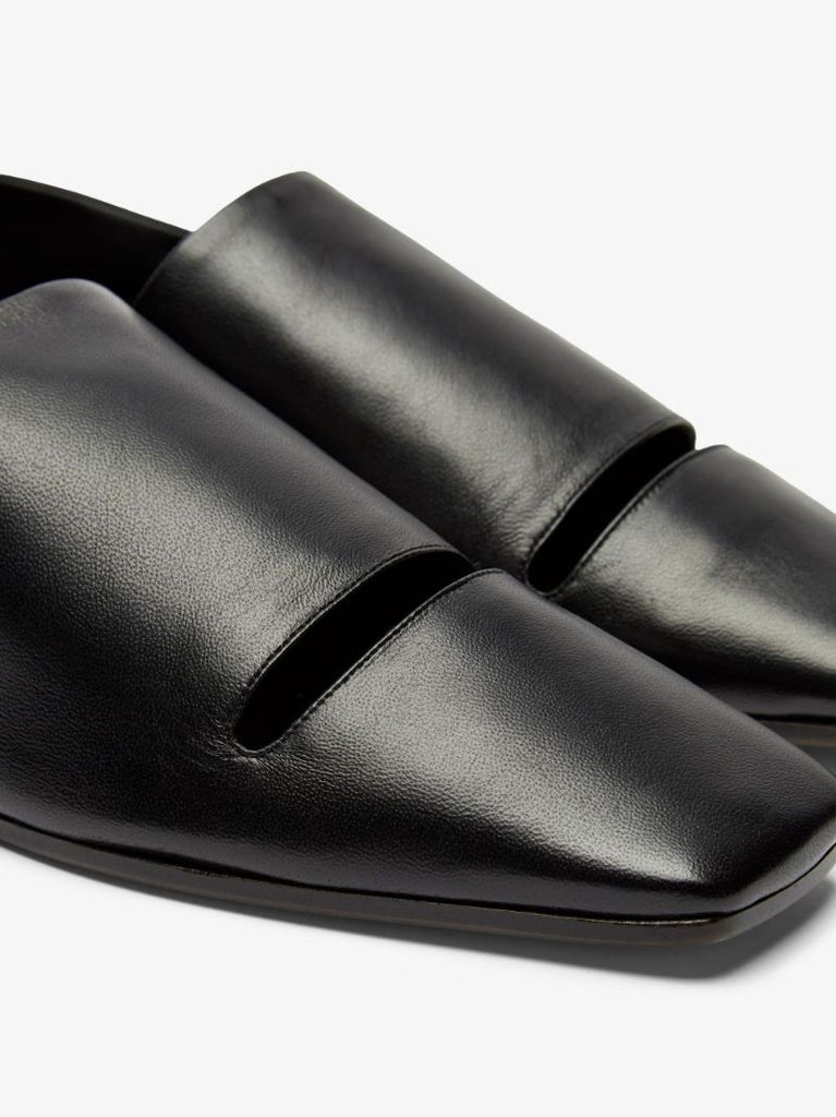 Black Double Function Cutout Leather Pumps