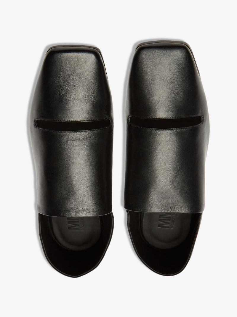 Black Double Function Cutout Leather Pumps