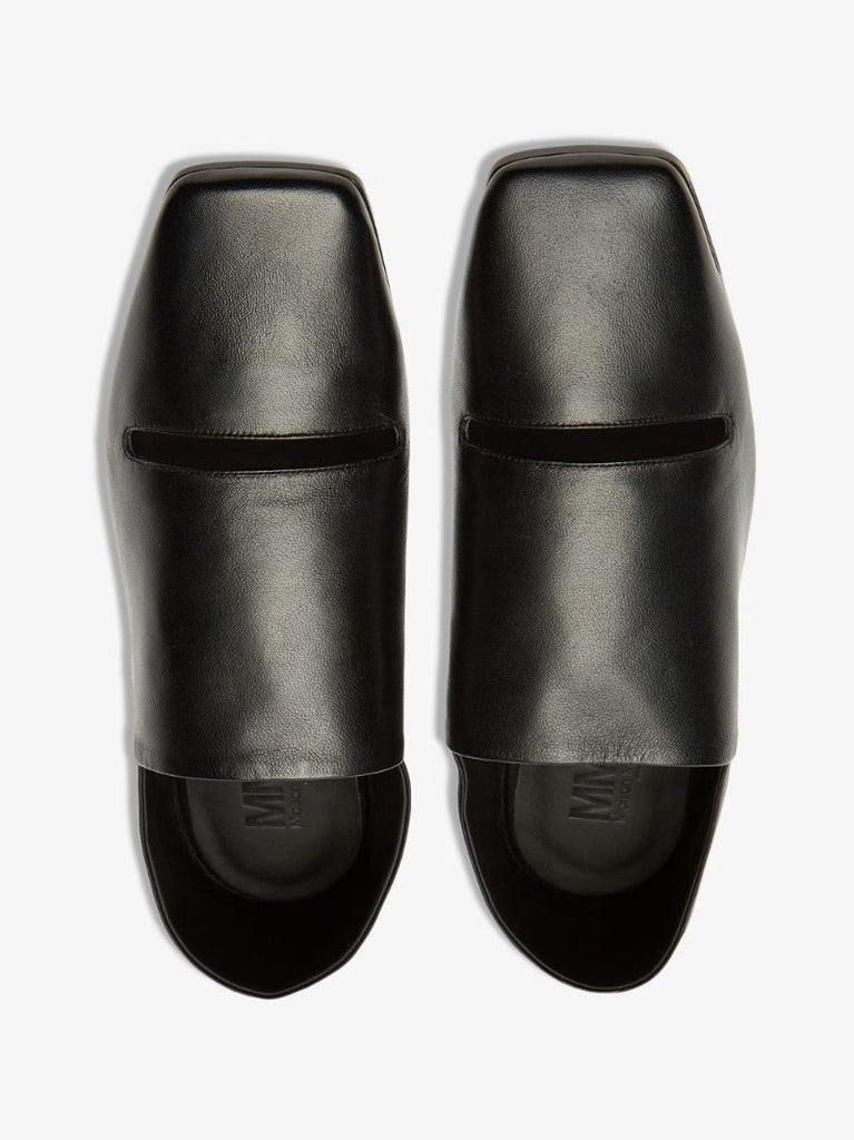 Black Double Function Cutout Leather Pumps