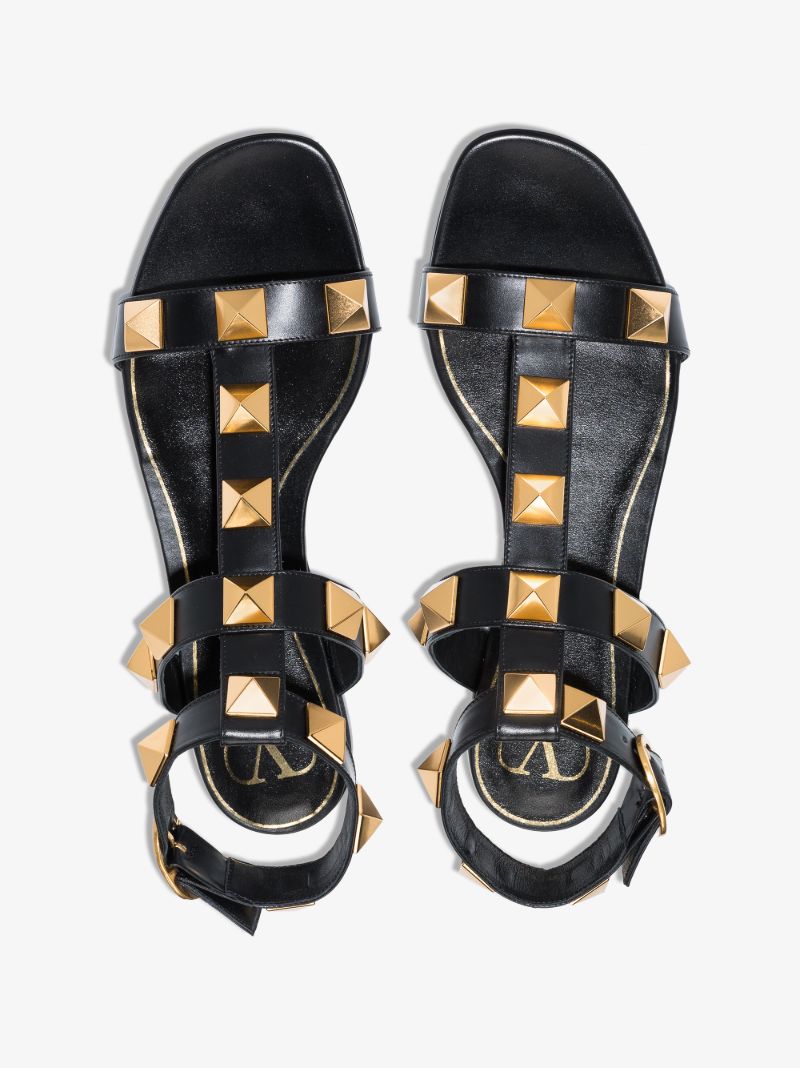 Black Roman Stud Leather Sandals