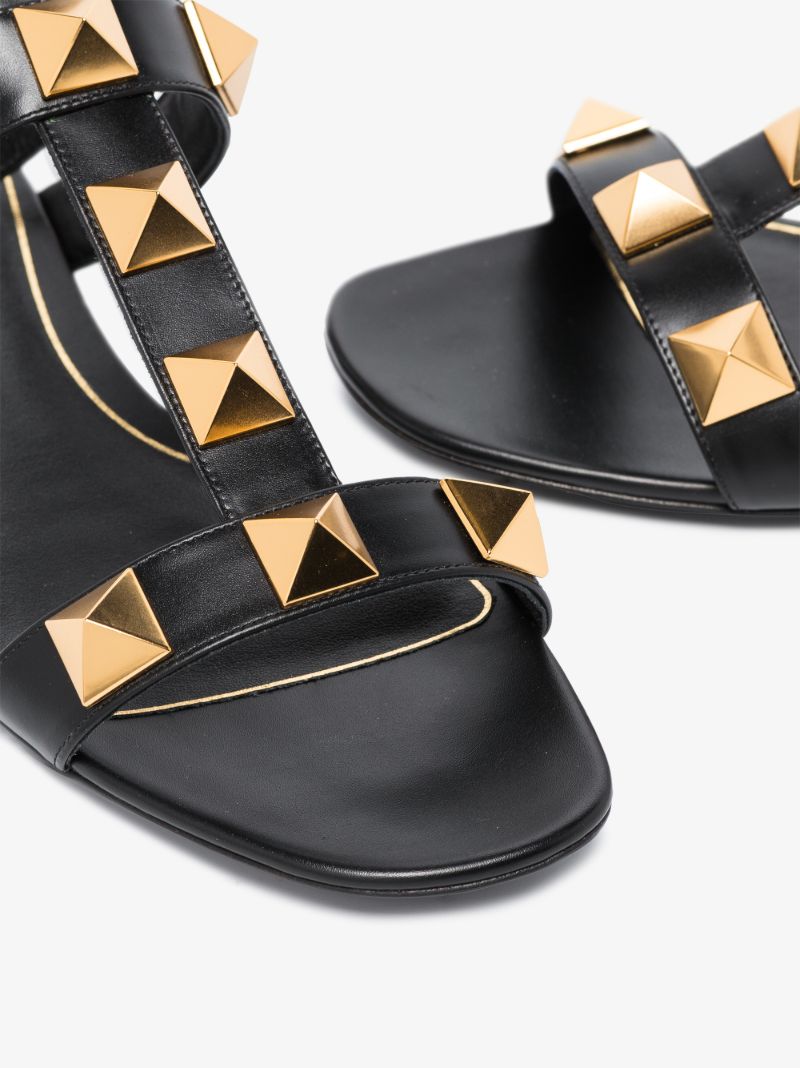 Black Roman Stud Leather Sandals