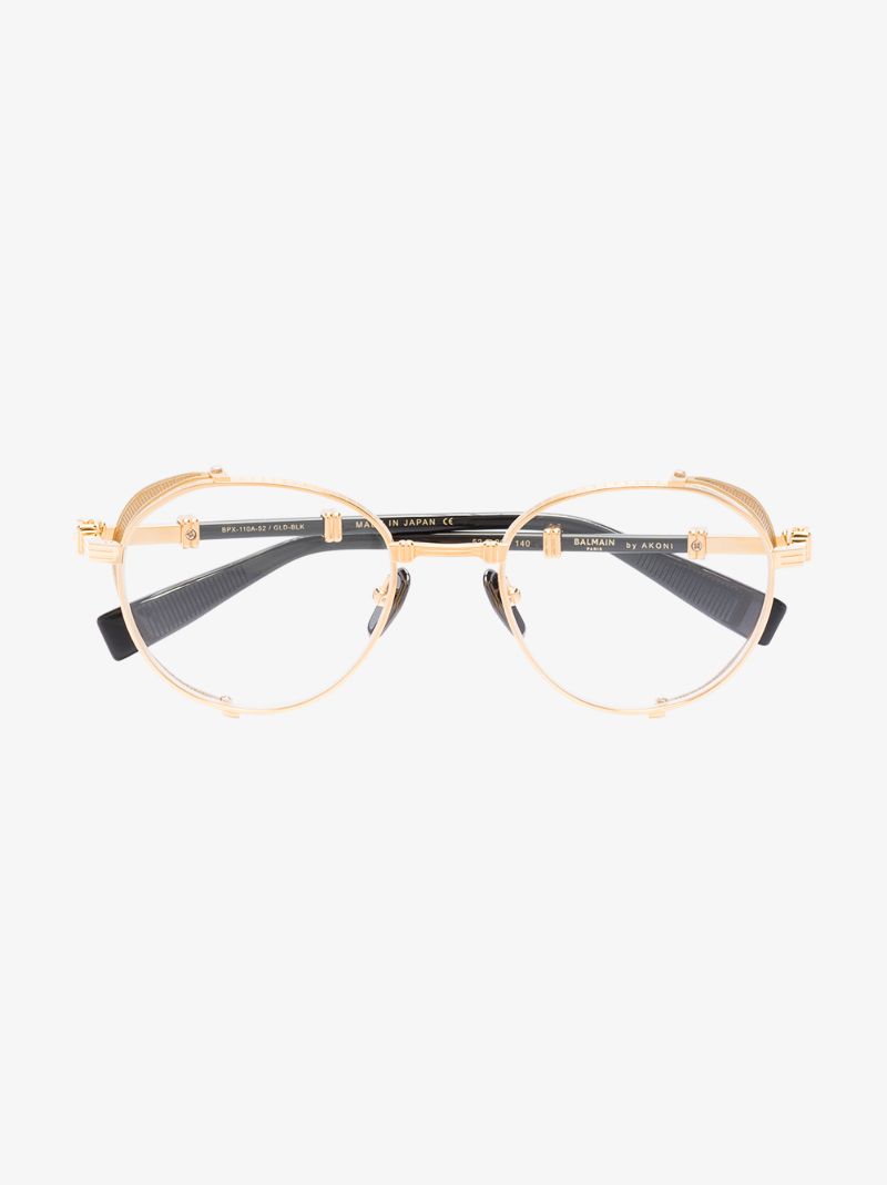 Gold Tone Brigade-i Round Glasses