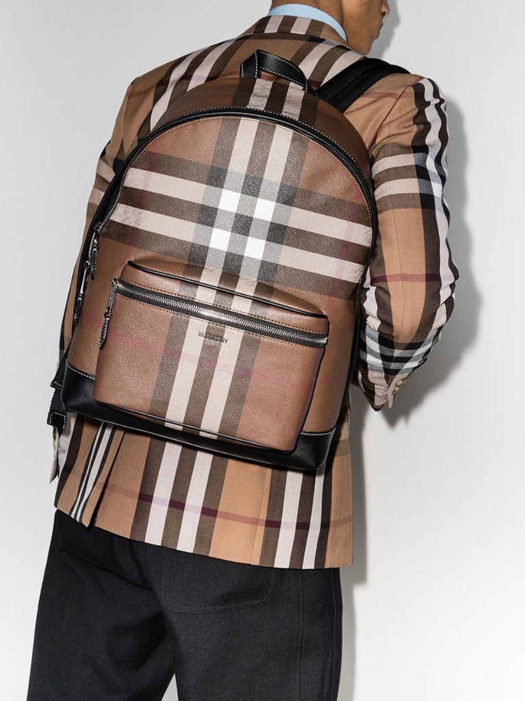 Brown House Check E-canvas Backpack