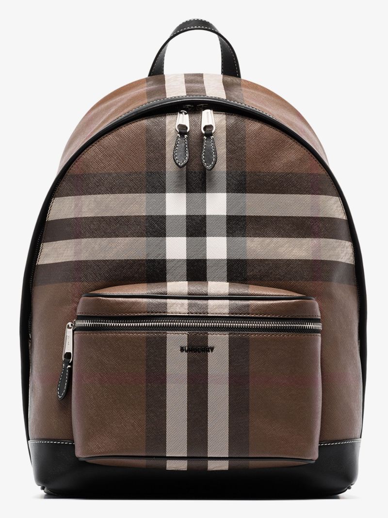 Brown House Check E-canvas Backpack