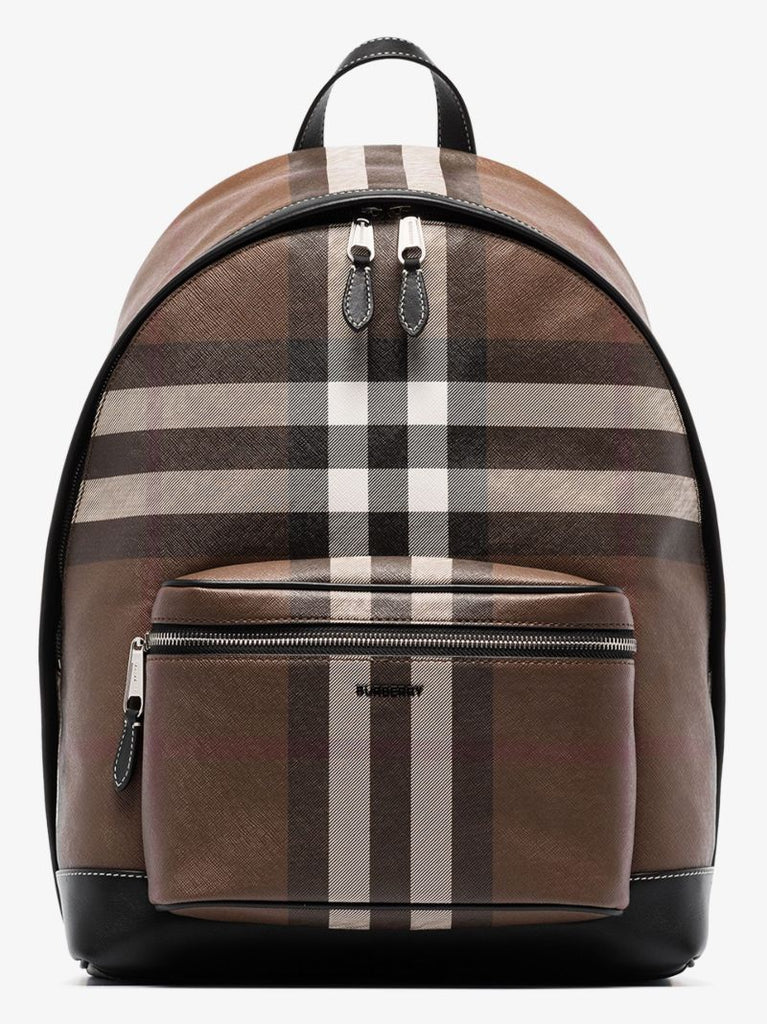 Brown House Check E-canvas Backpack