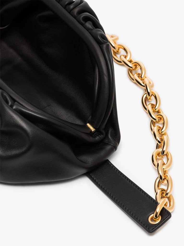 Black the Belt Chain Pouch Leather Cross Body Bag