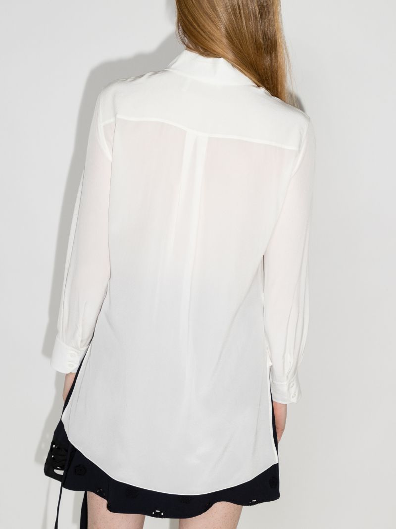 Lace Trim Silk Blouse
