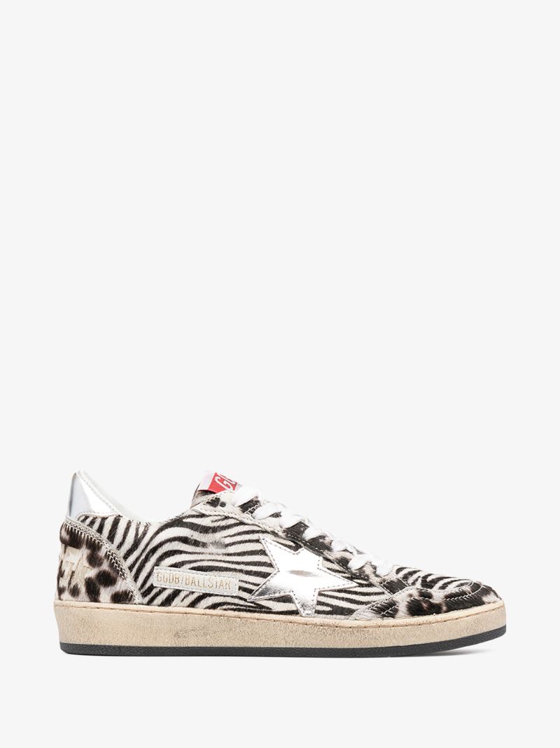 Black and White Ball Star Zebra Print Sneakers