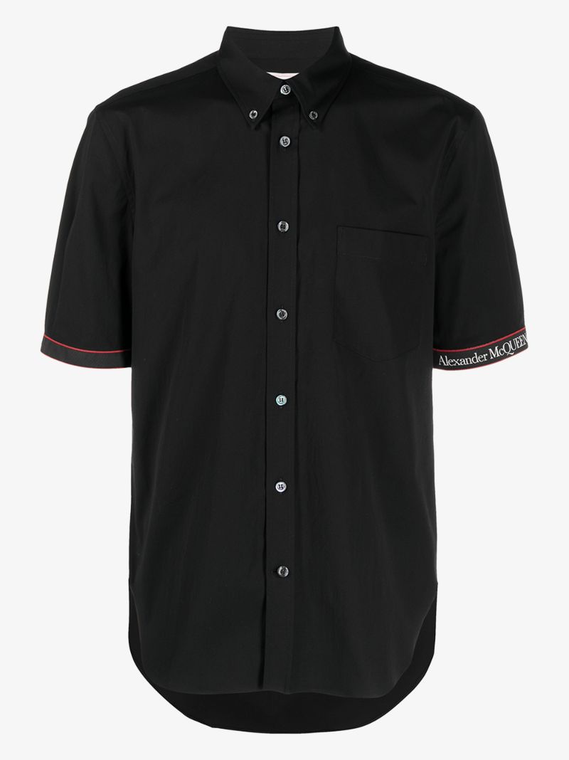Black Logo Cuff Short Sleeve Shirt