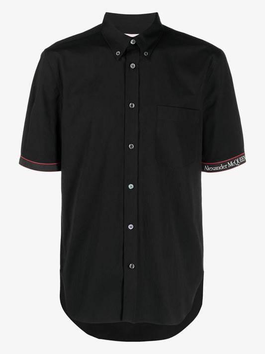 Black Logo Cuff Short Sleeve Shirt