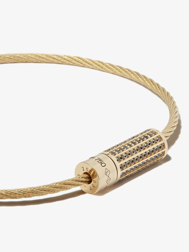 18k Yellow Gold Le 9g Polished Diamond Cable Bracelet