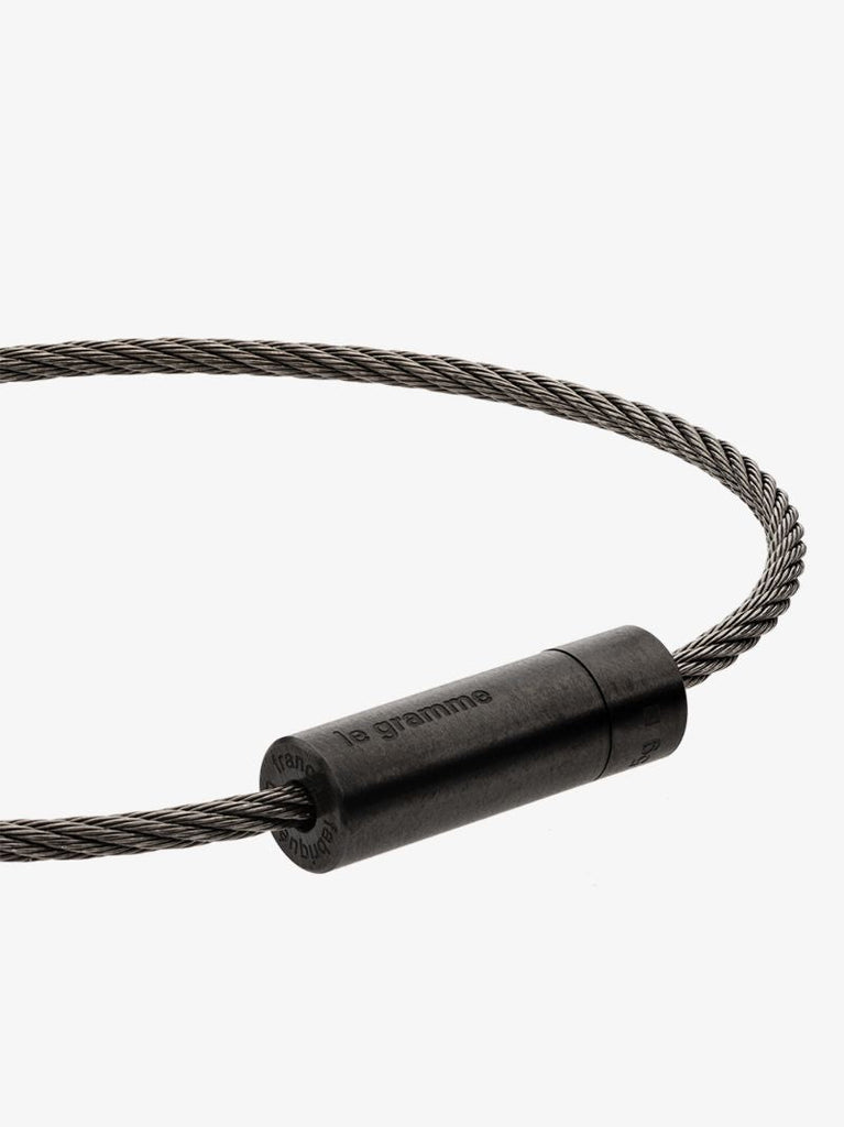 Black Sterling Silver Le 5g Brushed Cable Bracelet