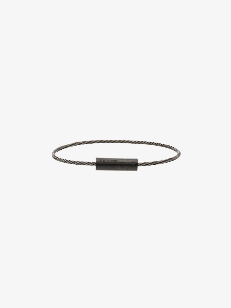 Black Sterling Silver Le 5g Brushed Cable Bracelet