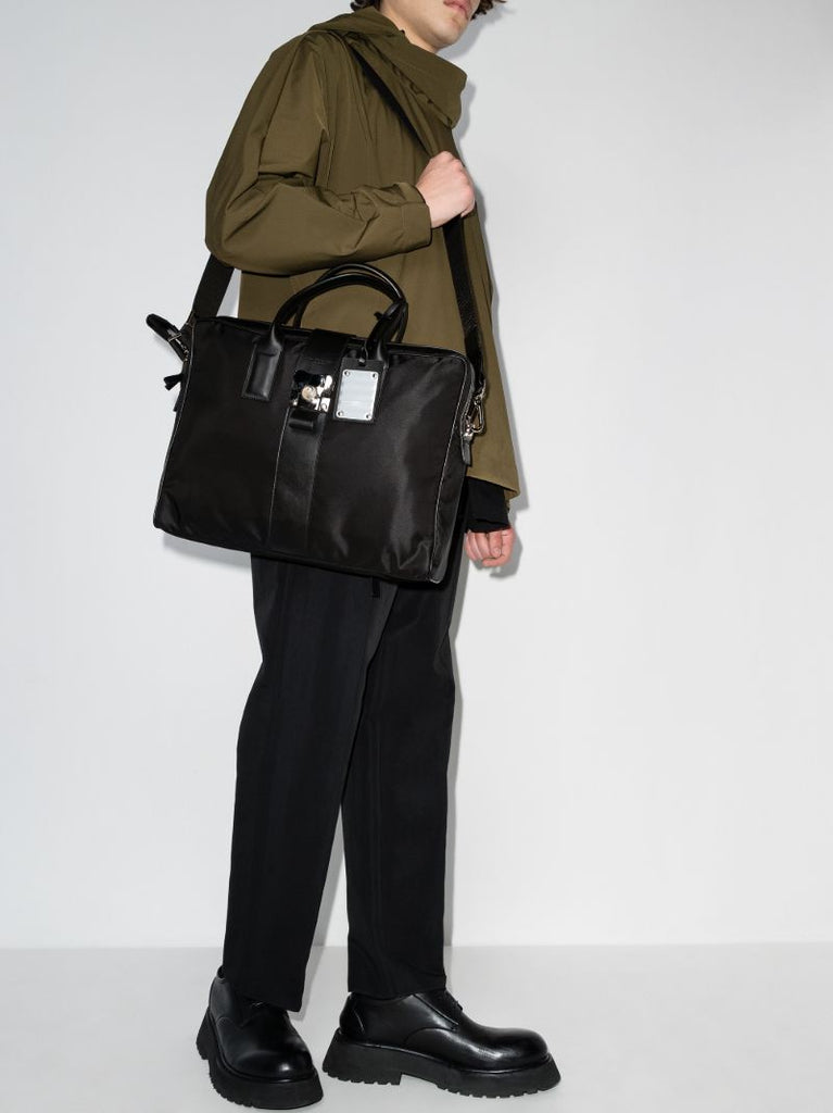 Black Butterfly Leather Trim Briefcase