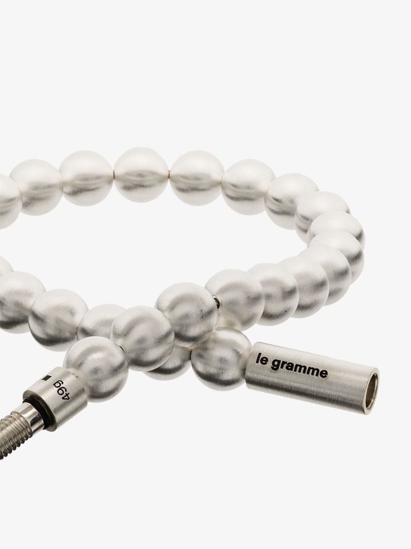 Sterling Silver Le 47g Brushed Bead Bracelet