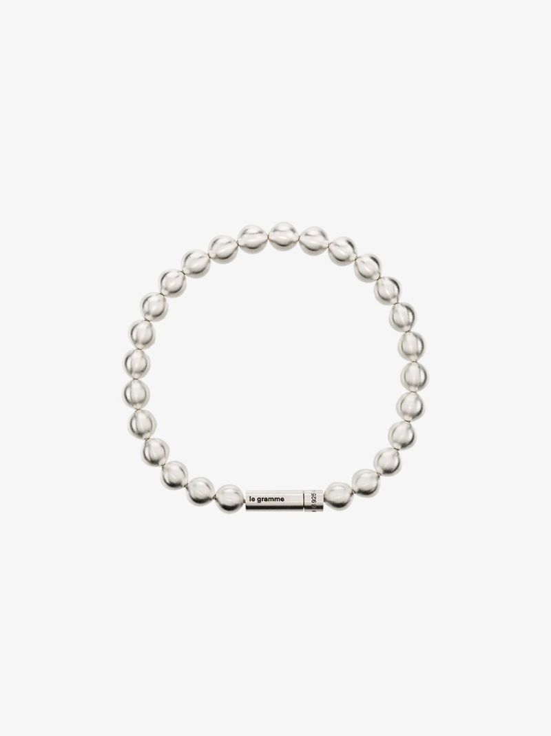 Sterling Silver Le 47g Brushed Bead Bracelet
