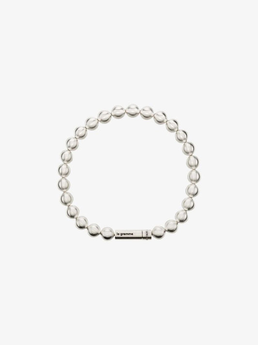 Sterling Silver Le 47g Brushed Bead Bracelet