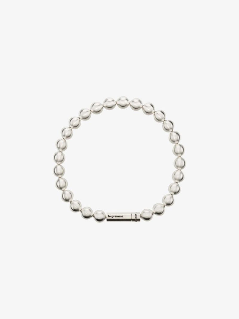 Sterling Silver Le 47g Brushed Bead Bracelet