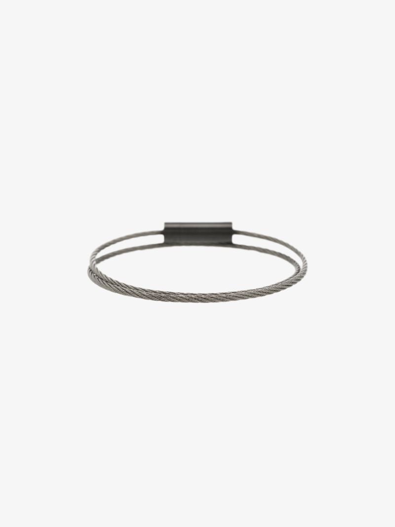 Silver Tone Le 7g Brushed Ceramic Double Cable Bracelet