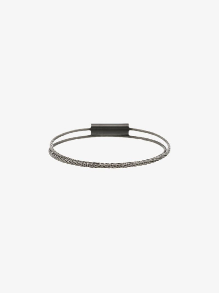Silver Tone Le 7g Brushed Ceramic Double Cable Bracelet