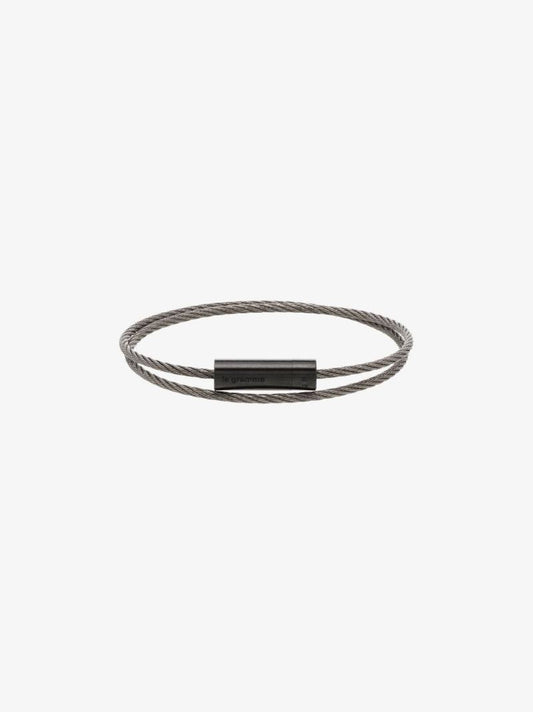 Silver Tone Le 7g Brushed Ceramic Double Cable Bracelet