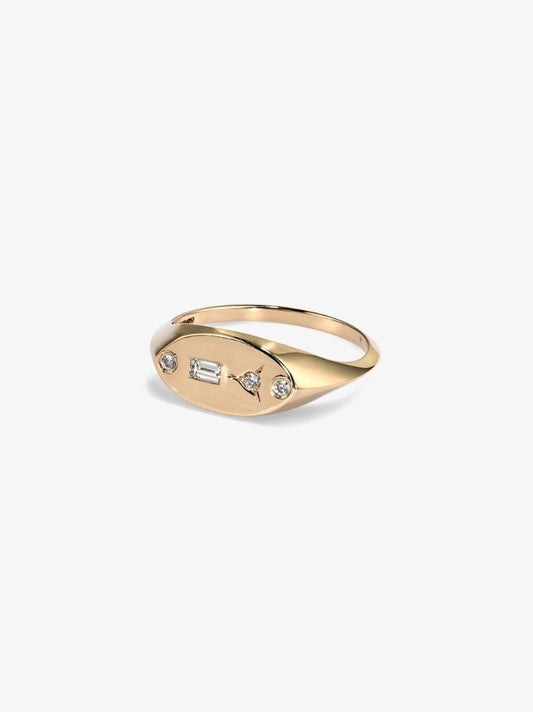 14k Yellow Gold Diamond Signet Ring