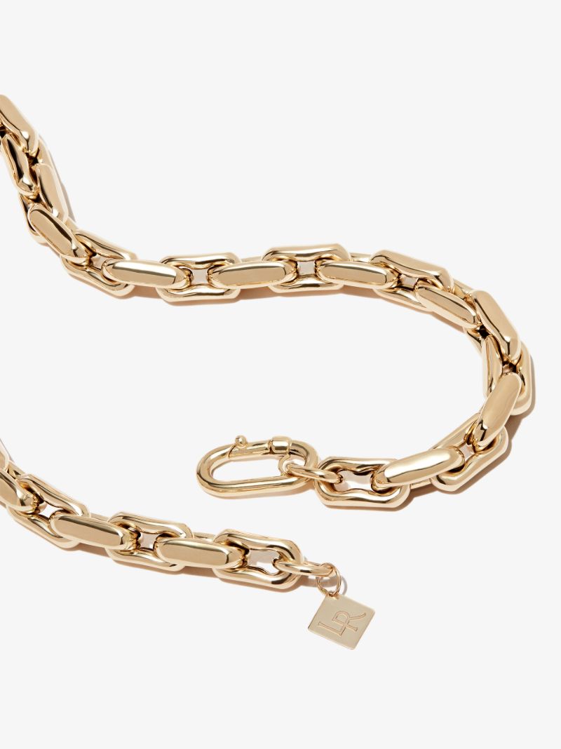 14k Yellow Gold Small Square Link Necklace
