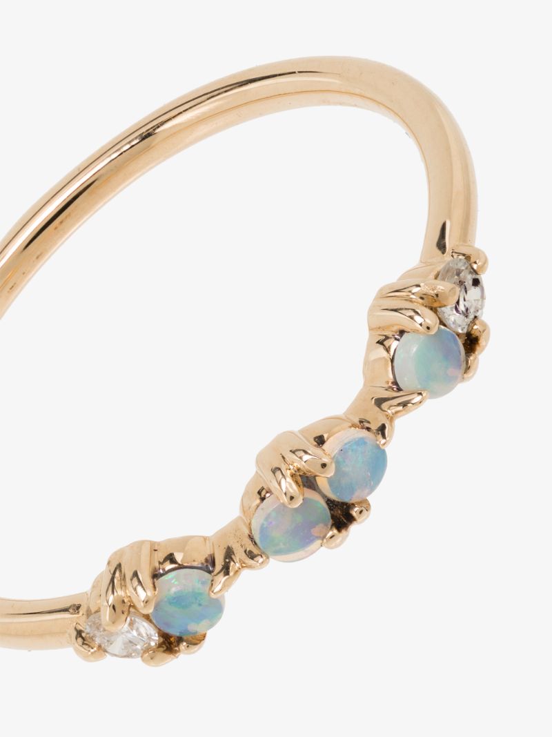 14k Yellow Gold Demi-paired Opal Diamond Ring
