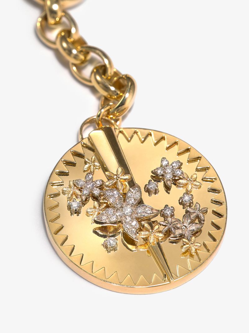 18k Yellow Gold Resilience Heavy Belcher Chain Diamond Necklace