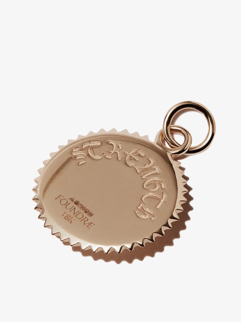 18k Rose Gold Strength Baby Medallion Diamond Charm