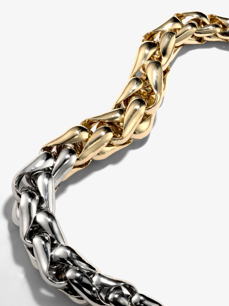 14k Yellow and White Gold Large Link Necklace