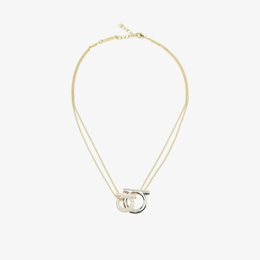 Gold-plated Double Gancini Pendant Necklace