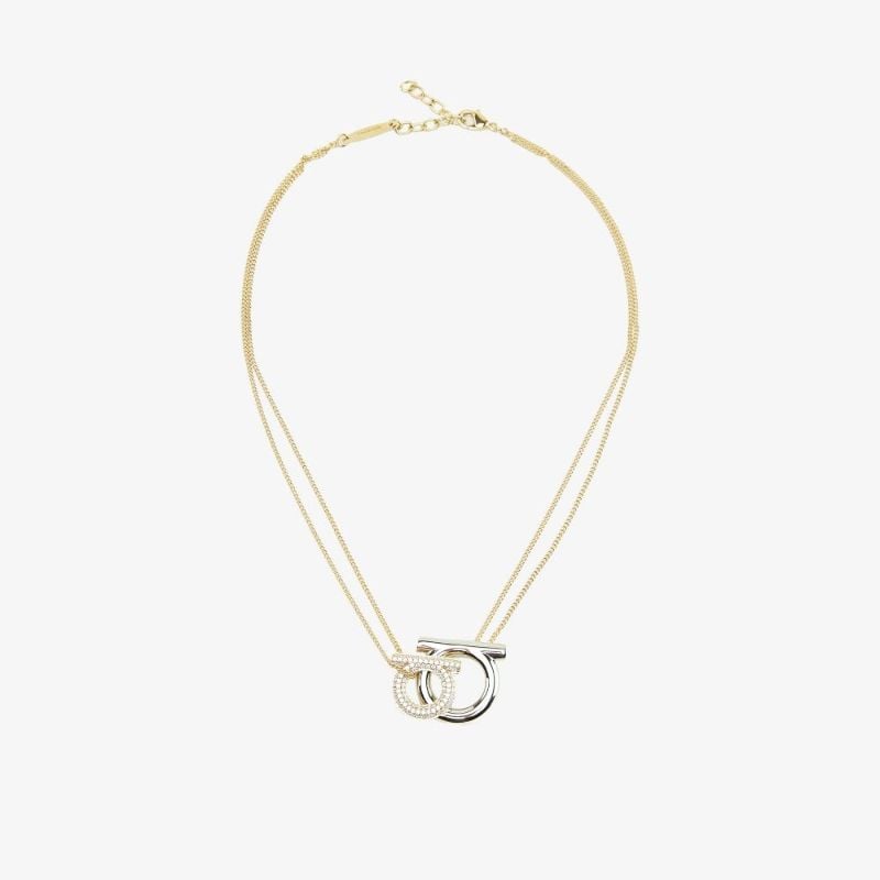 Gold-plated Double Gancini Pendant Necklace