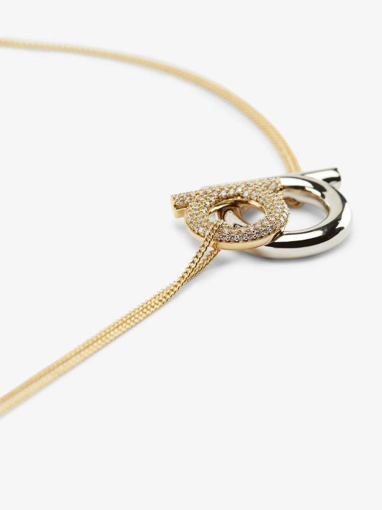 Gold-plated Double Gancini Pendant Necklace