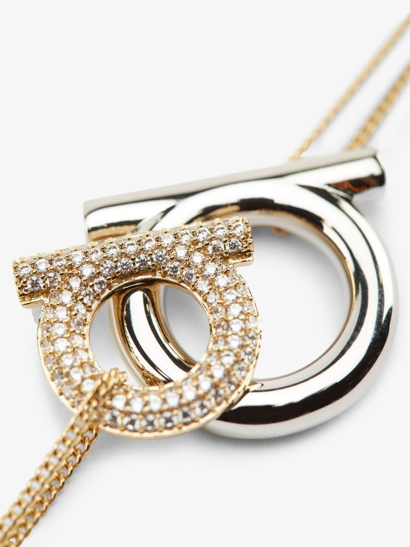 Gold-plated Double Gancini Pendant Necklace