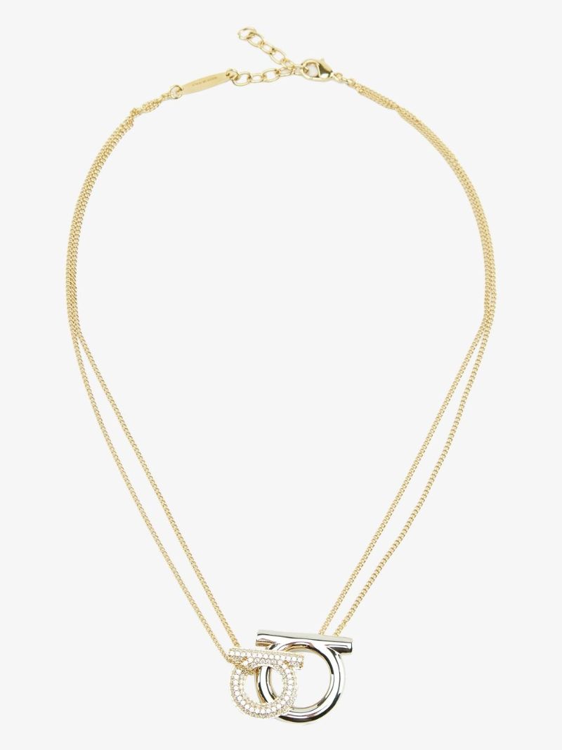 Gold-plated Double Gancini Pendant Necklace