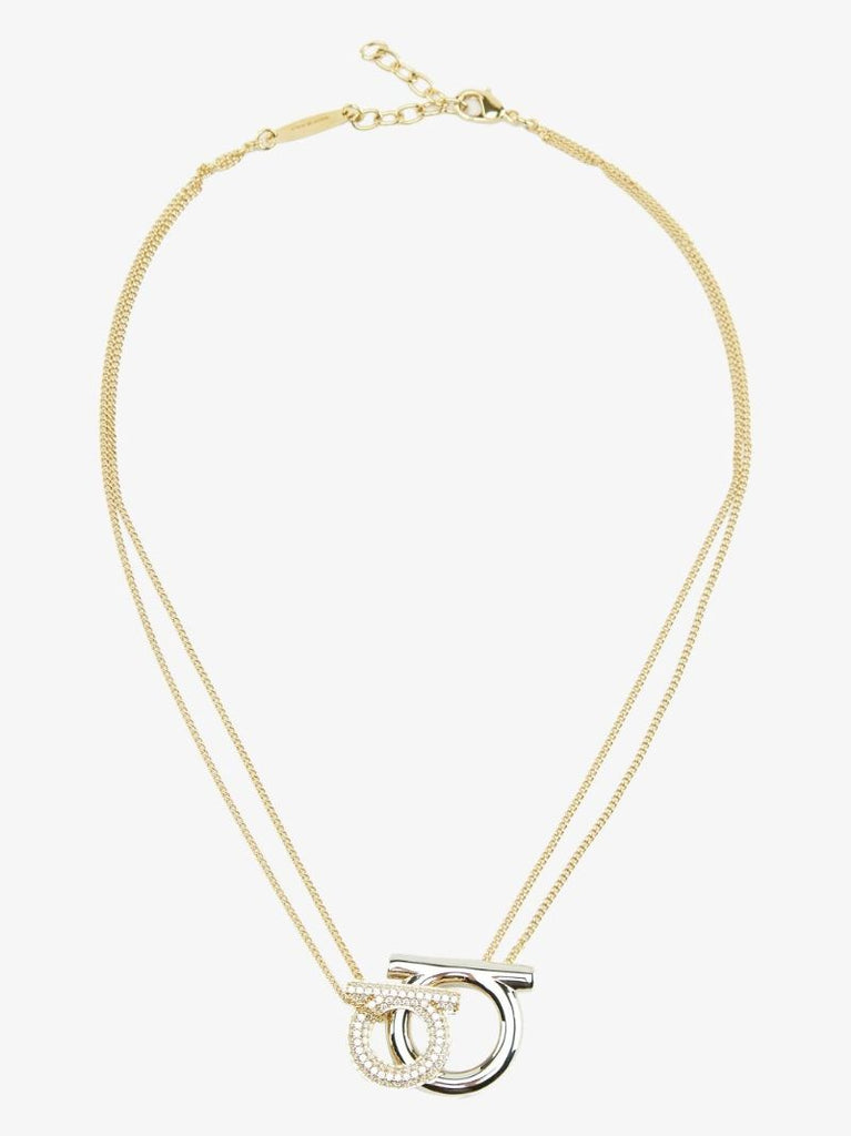Gold-plated Double Gancini Pendant Necklace
