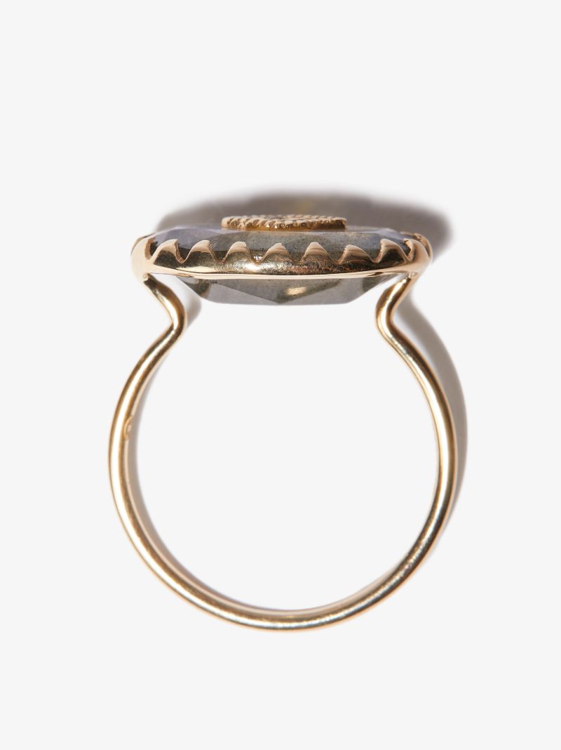 9k Yellow Gold Labradorite Diamond Ring
