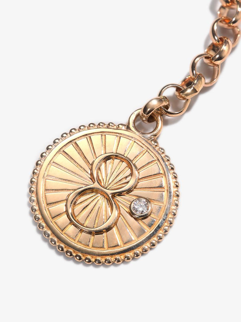 18k Rose Gold Karma Medium Belcher Chain Diamond Necklace